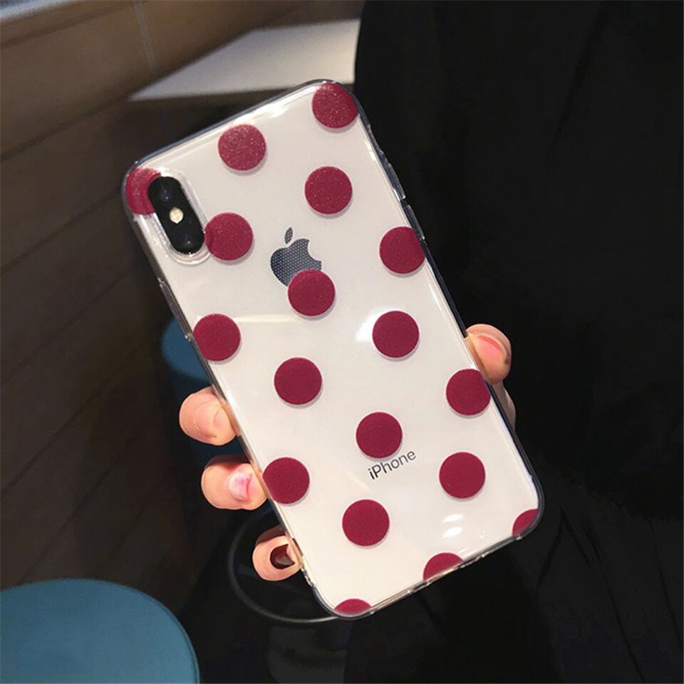 Dot/Heart Patterned Transparent Case for iPhone