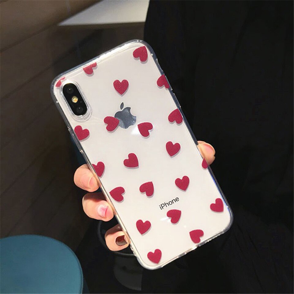 Dot/Heart Patterned Transparent Case for iPhone