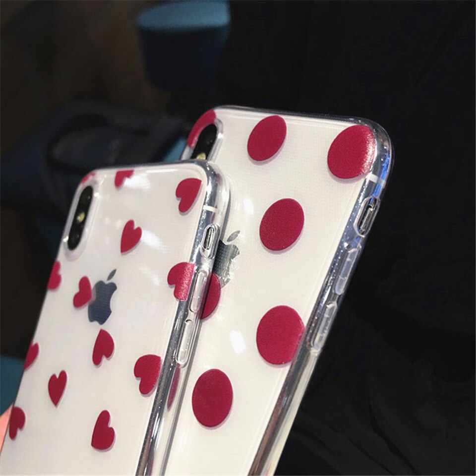 Dot/Heart Patterned Transparent Case for iPhone