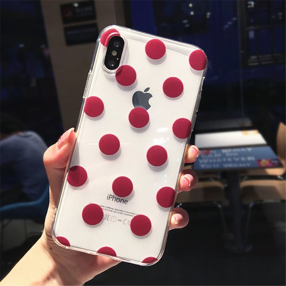 Dot/Heart Patterned Transparent Case for iPhone