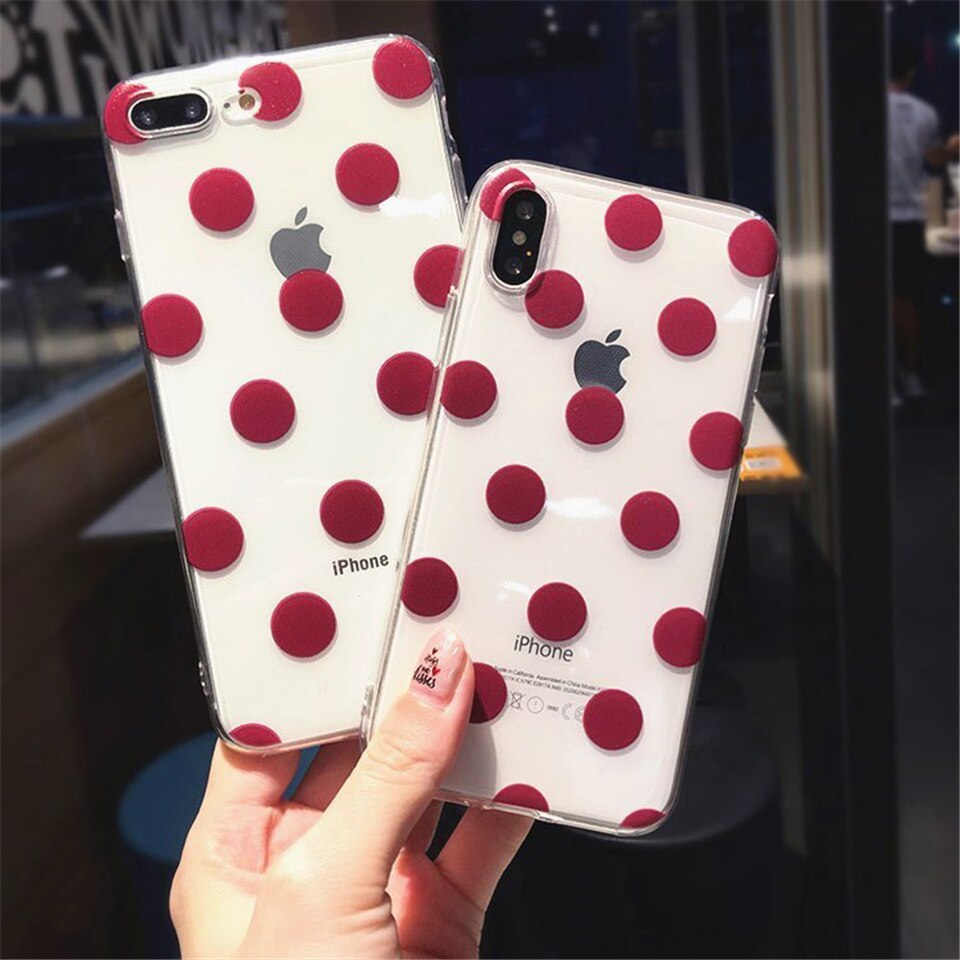 Dot/Heart Patterned Transparent Case for iPhone