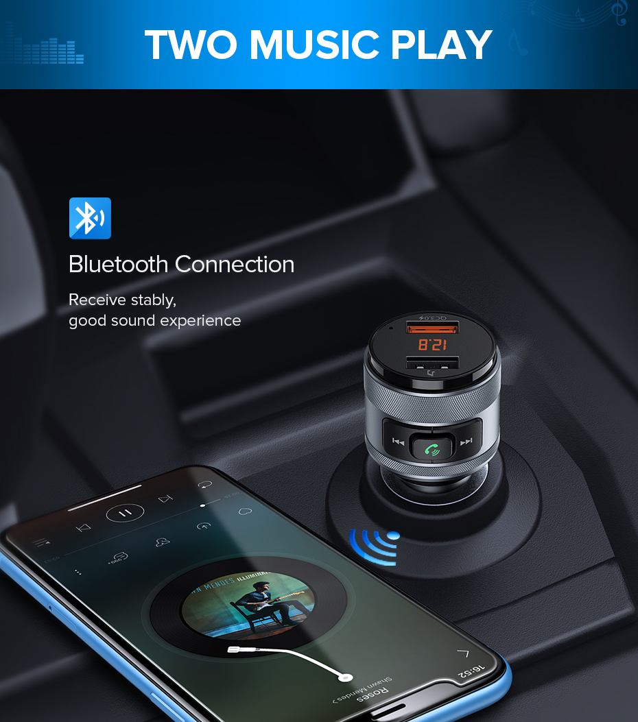 USB and Bluetooth Car Charger for Phones