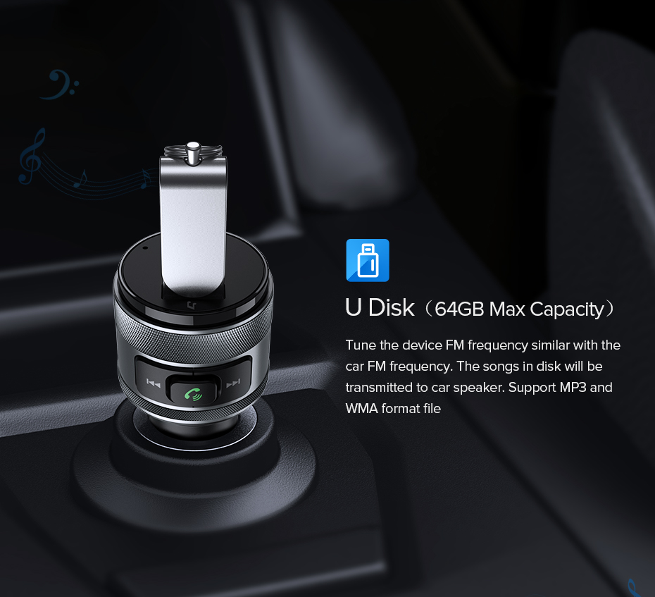 USB and Bluetooth Car Charger for Phones