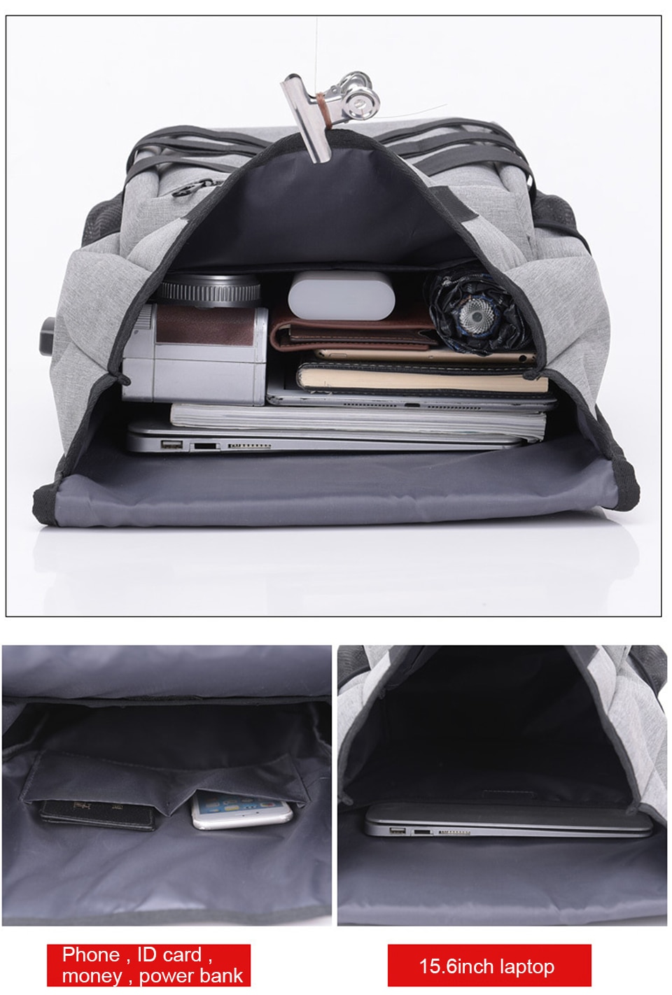 Men's Smart Striped Design Backpack