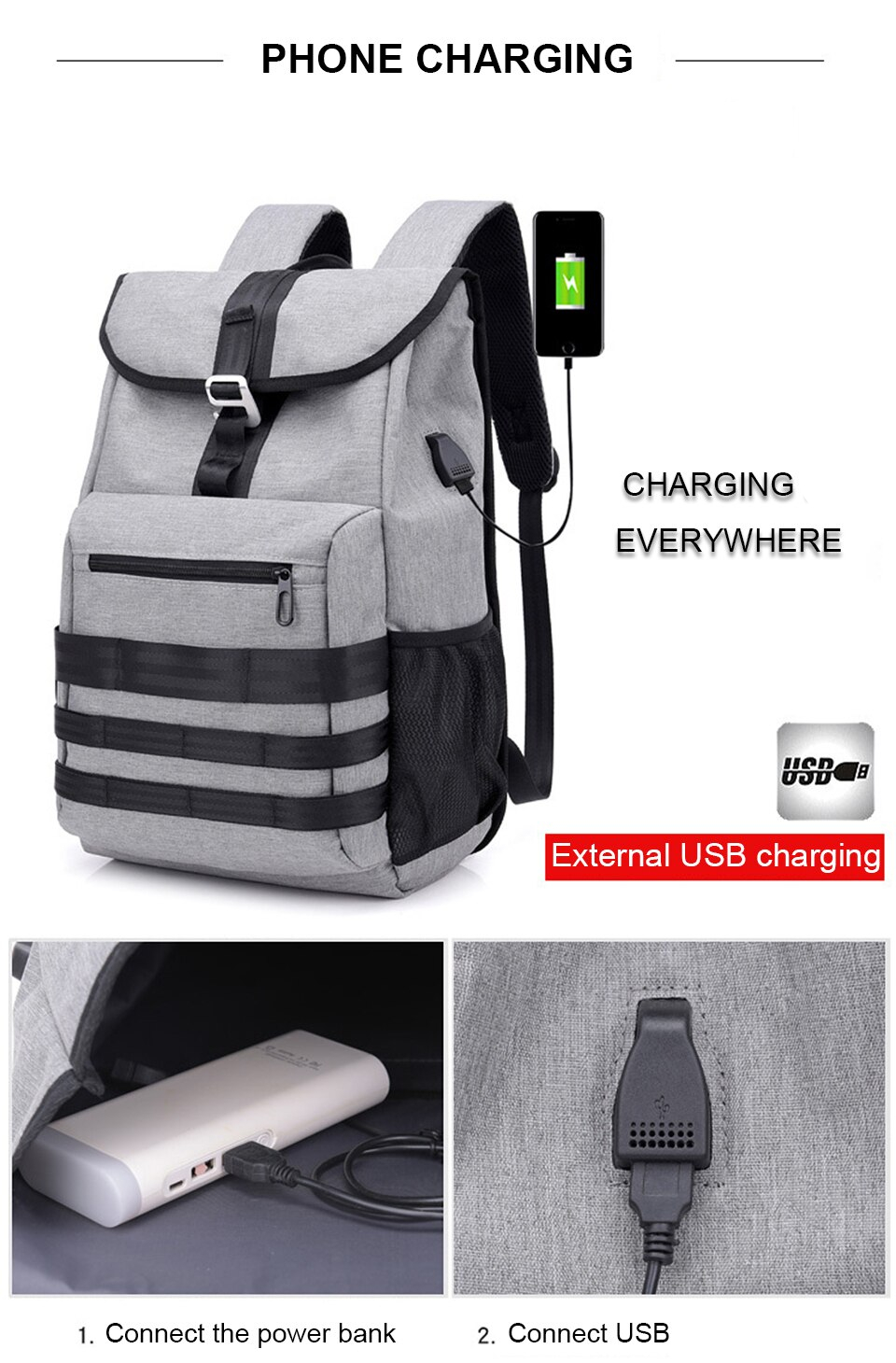 Men's Smart Striped Design Backpack