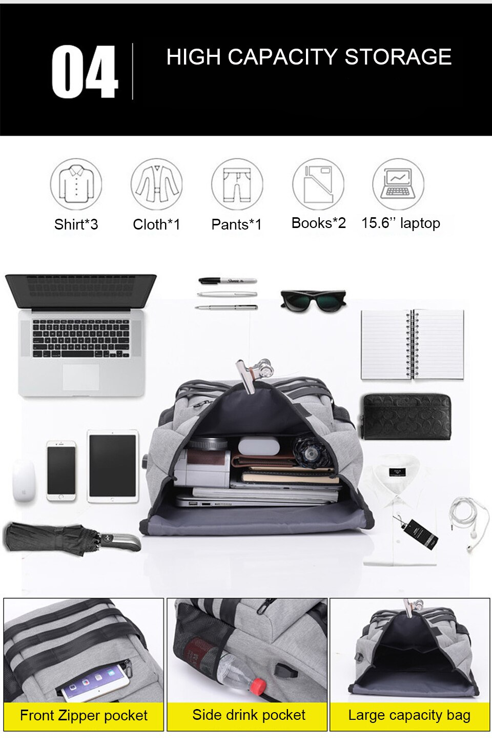 Men's Smart Striped Design Backpack